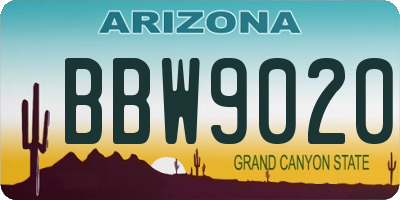 AZ license plate BBW9020