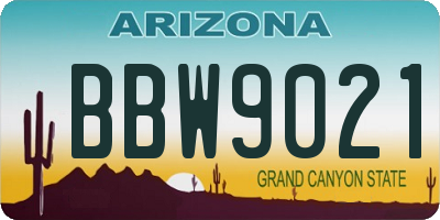 AZ license plate BBW9021