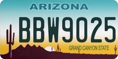 AZ license plate BBW9025