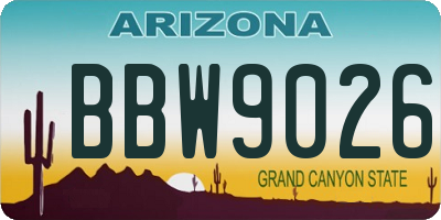 AZ license plate BBW9026