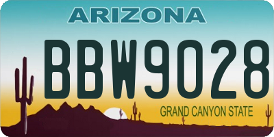 AZ license plate BBW9028