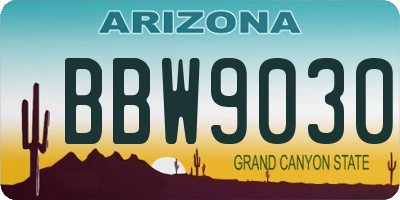 AZ license plate BBW9030