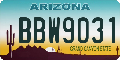 AZ license plate BBW9031