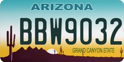 AZ license plate BBW9032