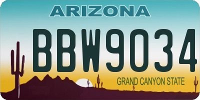 AZ license plate BBW9034