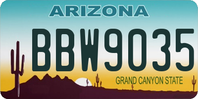 AZ license plate BBW9035