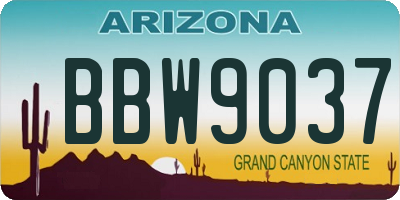 AZ license plate BBW9037