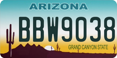 AZ license plate BBW9038