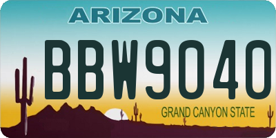 AZ license plate BBW9040