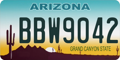 AZ license plate BBW9042