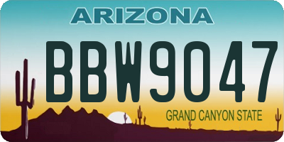 AZ license plate BBW9047