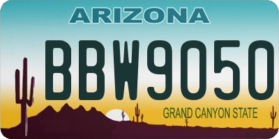 AZ license plate BBW9050