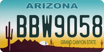 AZ license plate BBW9058