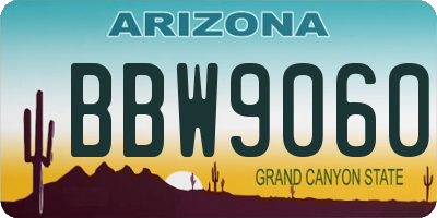 AZ license plate BBW9060