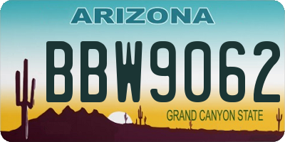 AZ license plate BBW9062