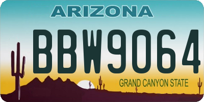 AZ license plate BBW9064