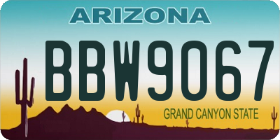 AZ license plate BBW9067