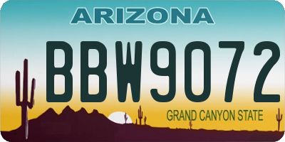 AZ license plate BBW9072