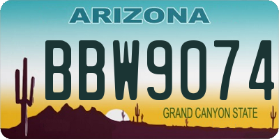 AZ license plate BBW9074