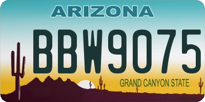 AZ license plate BBW9075