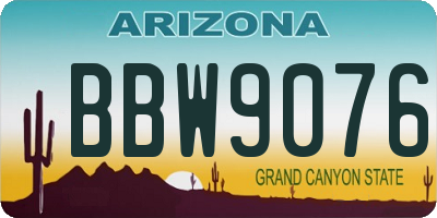 AZ license plate BBW9076