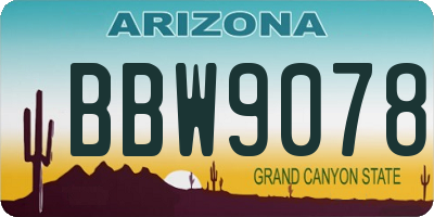 AZ license plate BBW9078