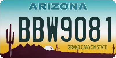 AZ license plate BBW9081