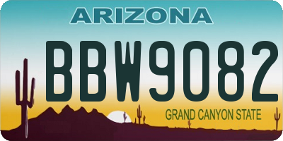 AZ license plate BBW9082