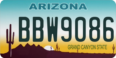 AZ license plate BBW9086