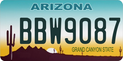 AZ license plate BBW9087