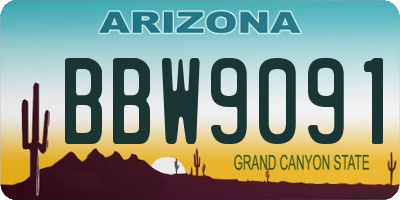 AZ license plate BBW9091