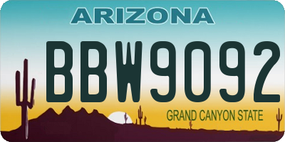 AZ license plate BBW9092