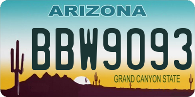 AZ license plate BBW9093