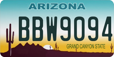 AZ license plate BBW9094