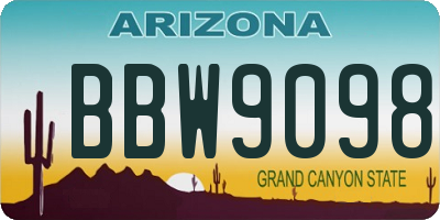 AZ license plate BBW9098