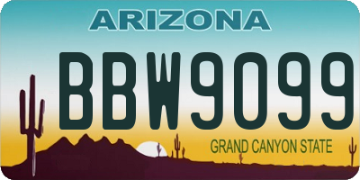 AZ license plate BBW9099