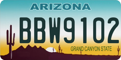 AZ license plate BBW9102