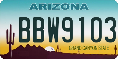 AZ license plate BBW9103