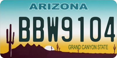 AZ license plate BBW9104