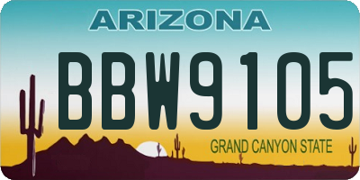 AZ license plate BBW9105