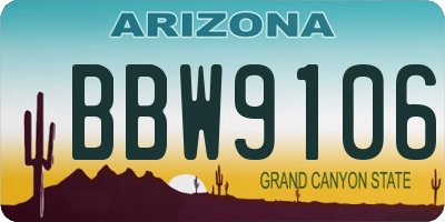 AZ license plate BBW9106