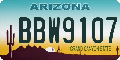 AZ license plate BBW9107