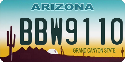 AZ license plate BBW9110