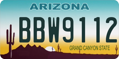 AZ license plate BBW9112