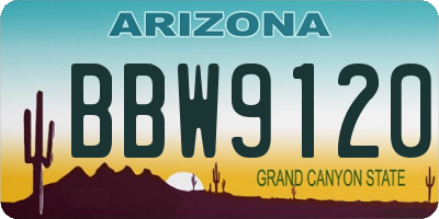 AZ license plate BBW9120