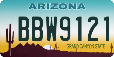 AZ license plate BBW9121