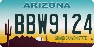 AZ license plate BBW9124