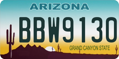 AZ license plate BBW9130