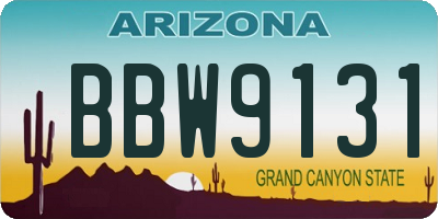 AZ license plate BBW9131