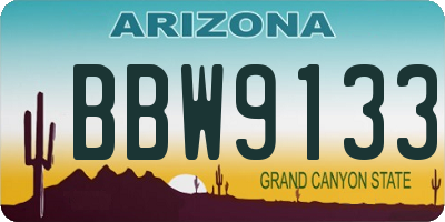 AZ license plate BBW9133